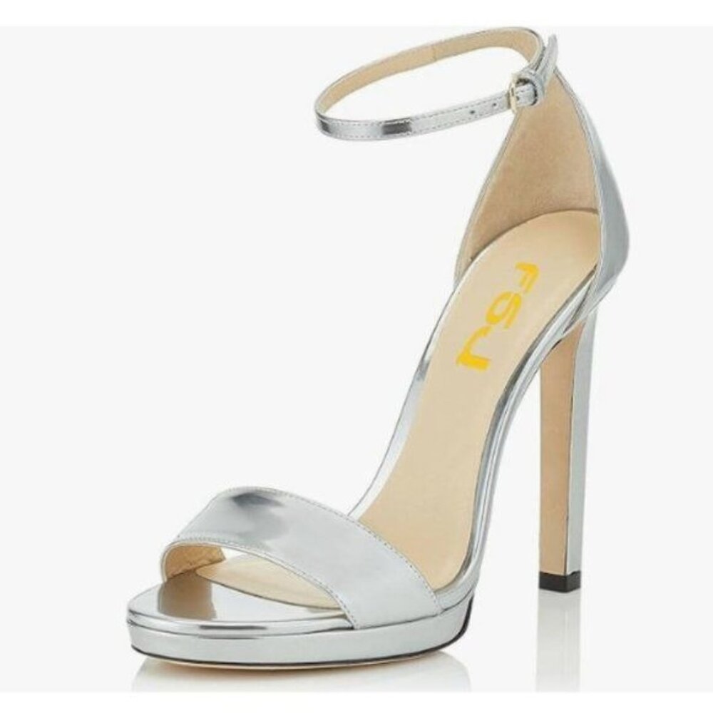 FSJ Silver Sexy Open Toe Sandals Stiletto High Heels Platform Dress Shoes